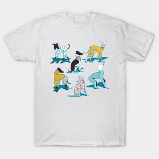 Greyhounds dogwalk // pattern // navy blue background T-Shirt